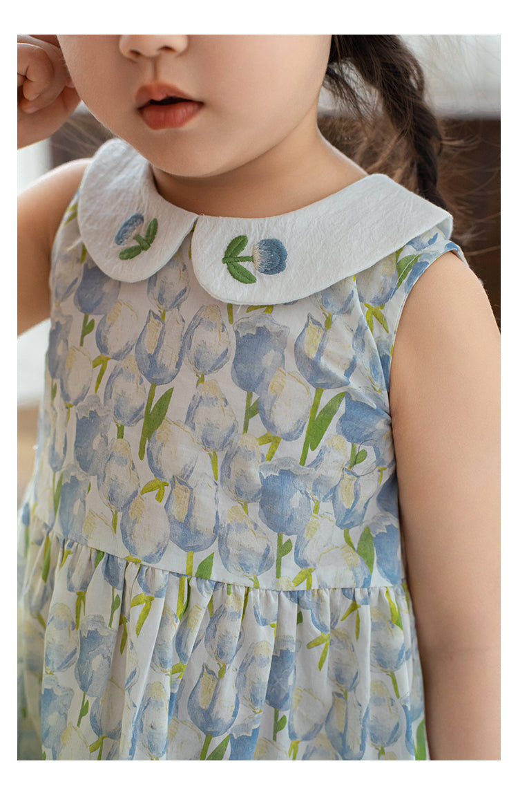 Blue Bloom Tiered Dress
