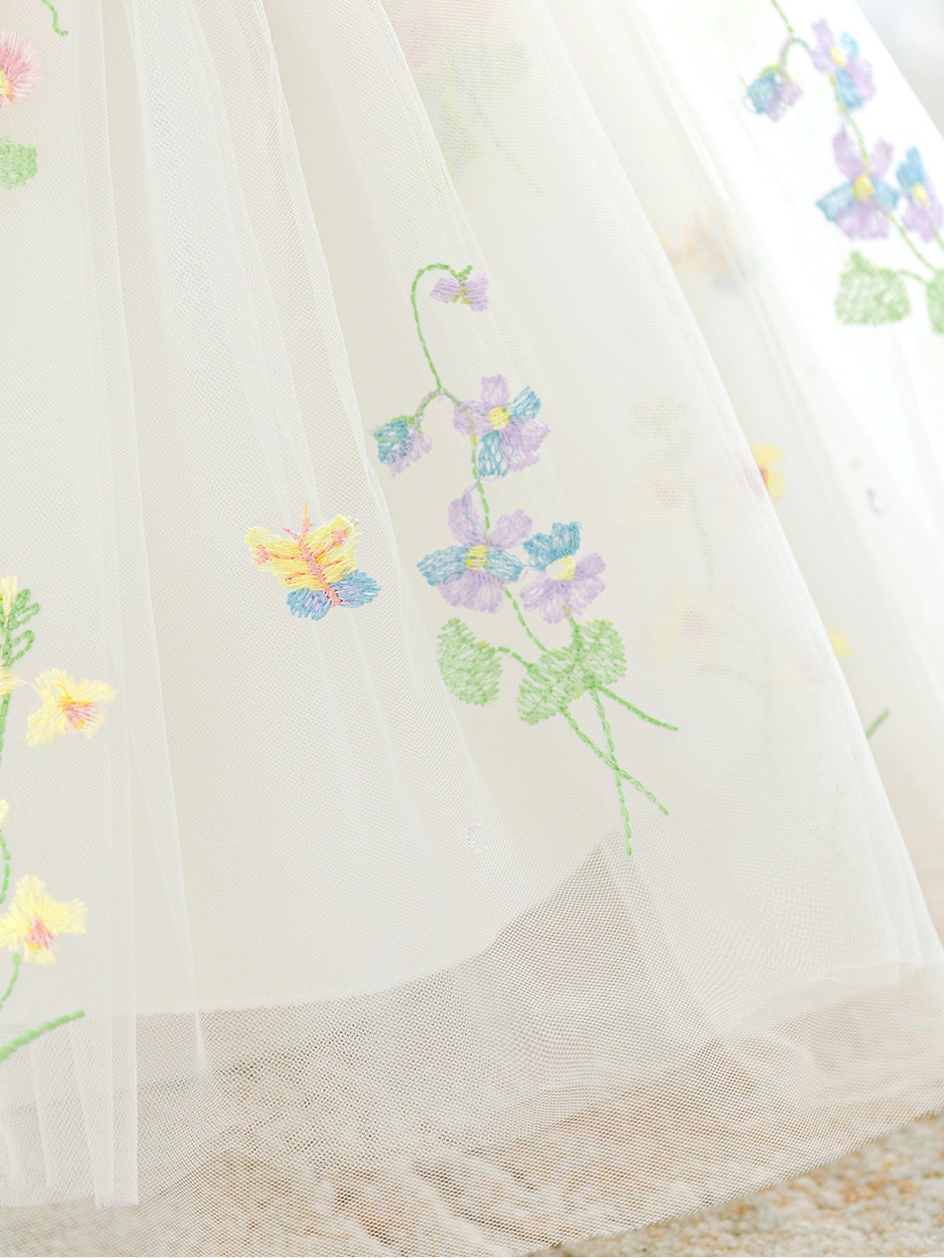 Fairy Garden Embroidered Tulle Dress – Toddler Girl Party Outfit