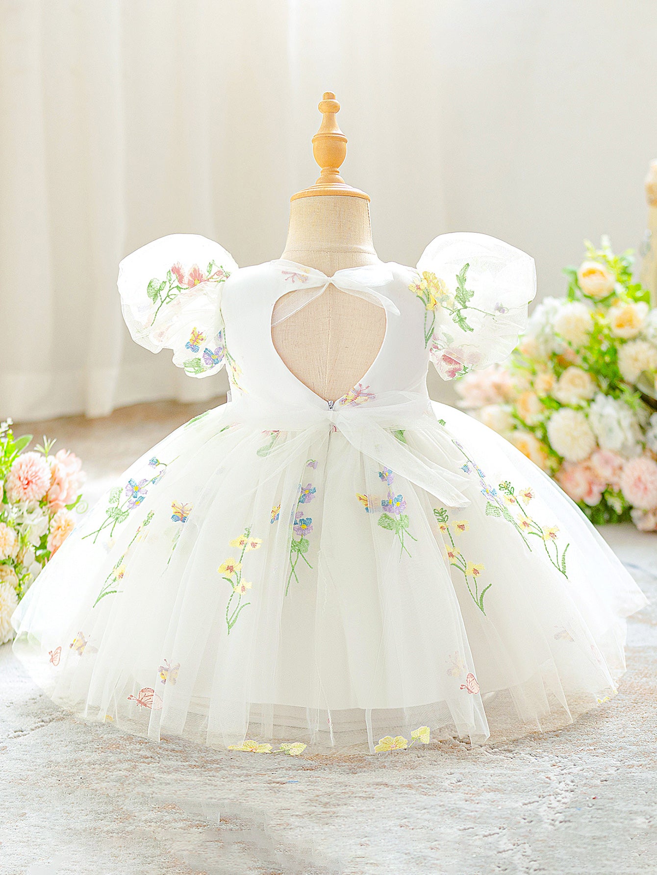 Fairy Garden Embroidered Tulle Dress – Toddler Girl Party Outfit