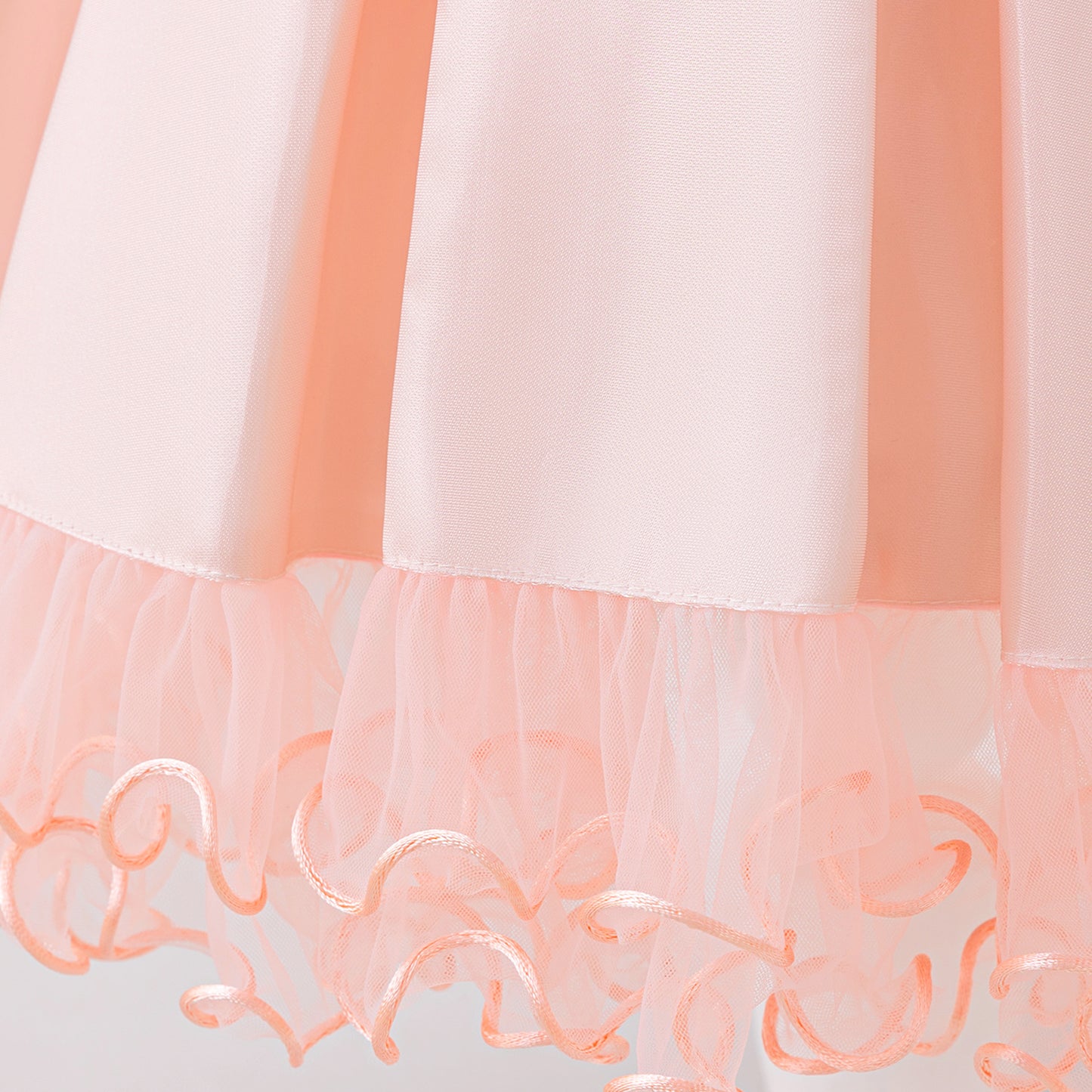 Peach Blossom Princess Dress – Puffy Sleeve Party & Flower Girl Outfit