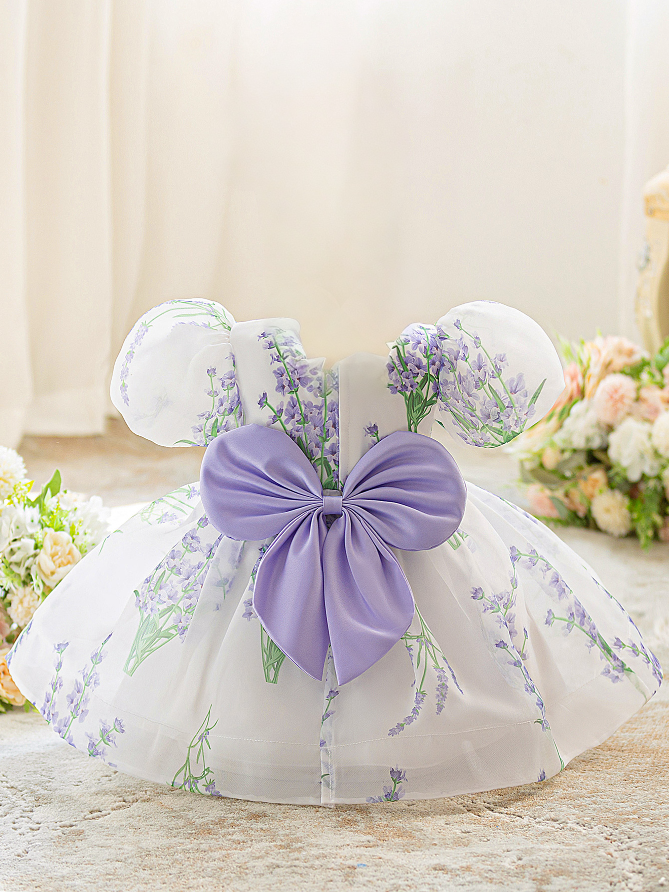 Lavender Blossom Puff Sleeve Party Dress – Baby & Toddler Girls