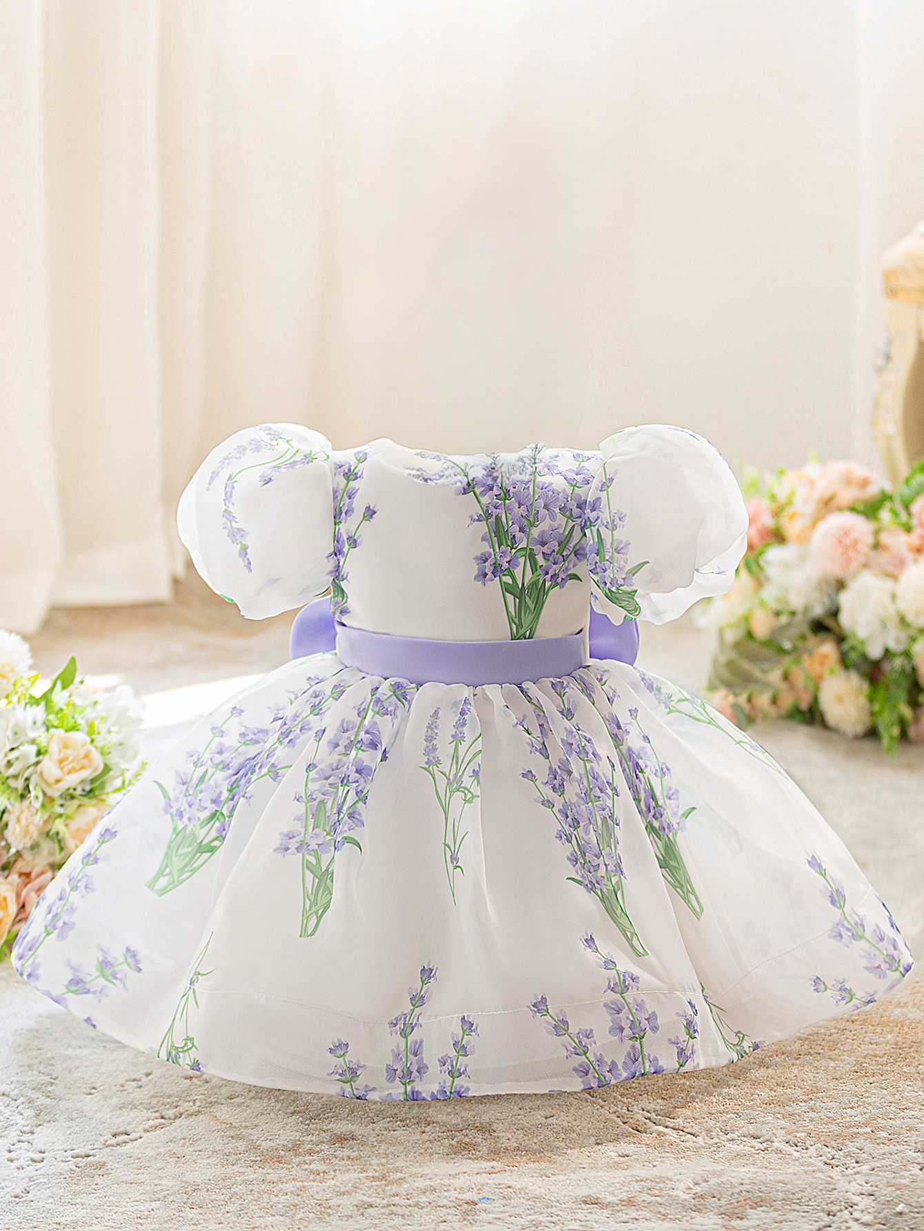 Lavender Blossom Puff Sleeve Party Dress – Baby & Toddler Girls