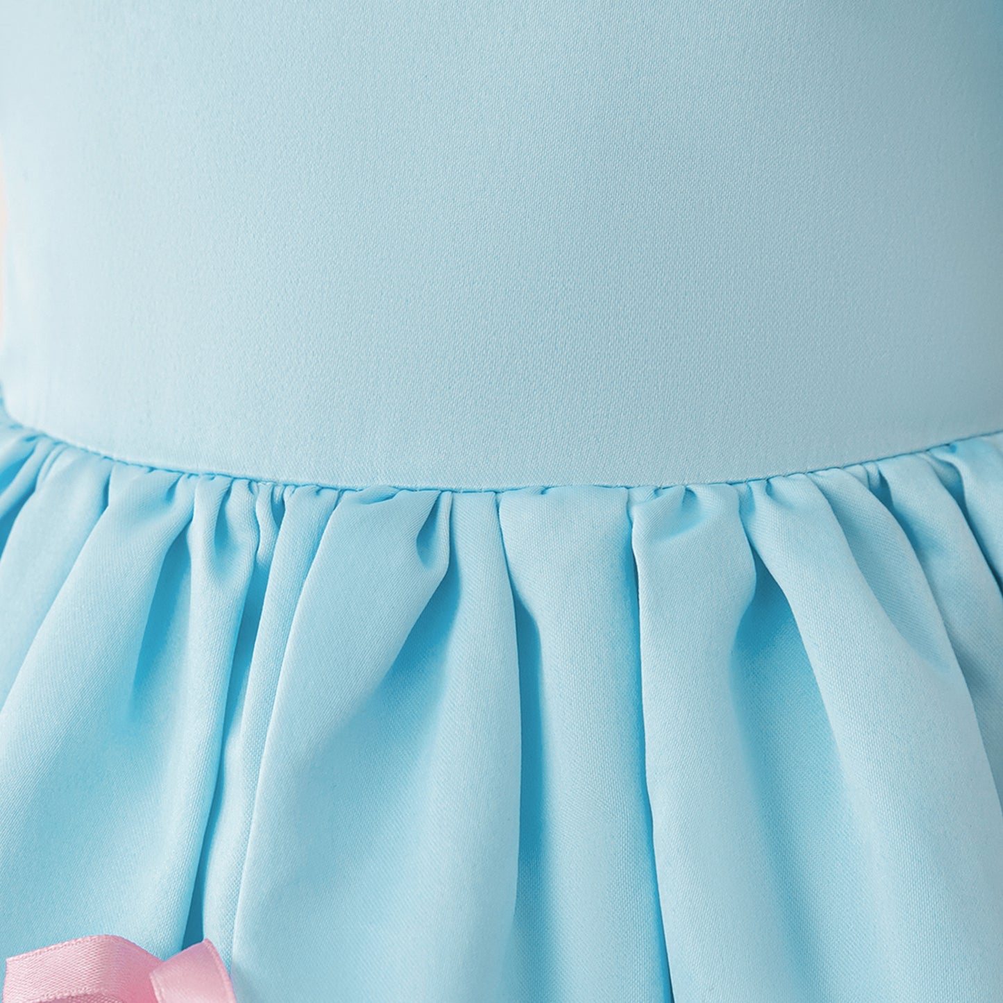 Princess Puff Sleeve Party Dress – Sky Blue with Pink Bows