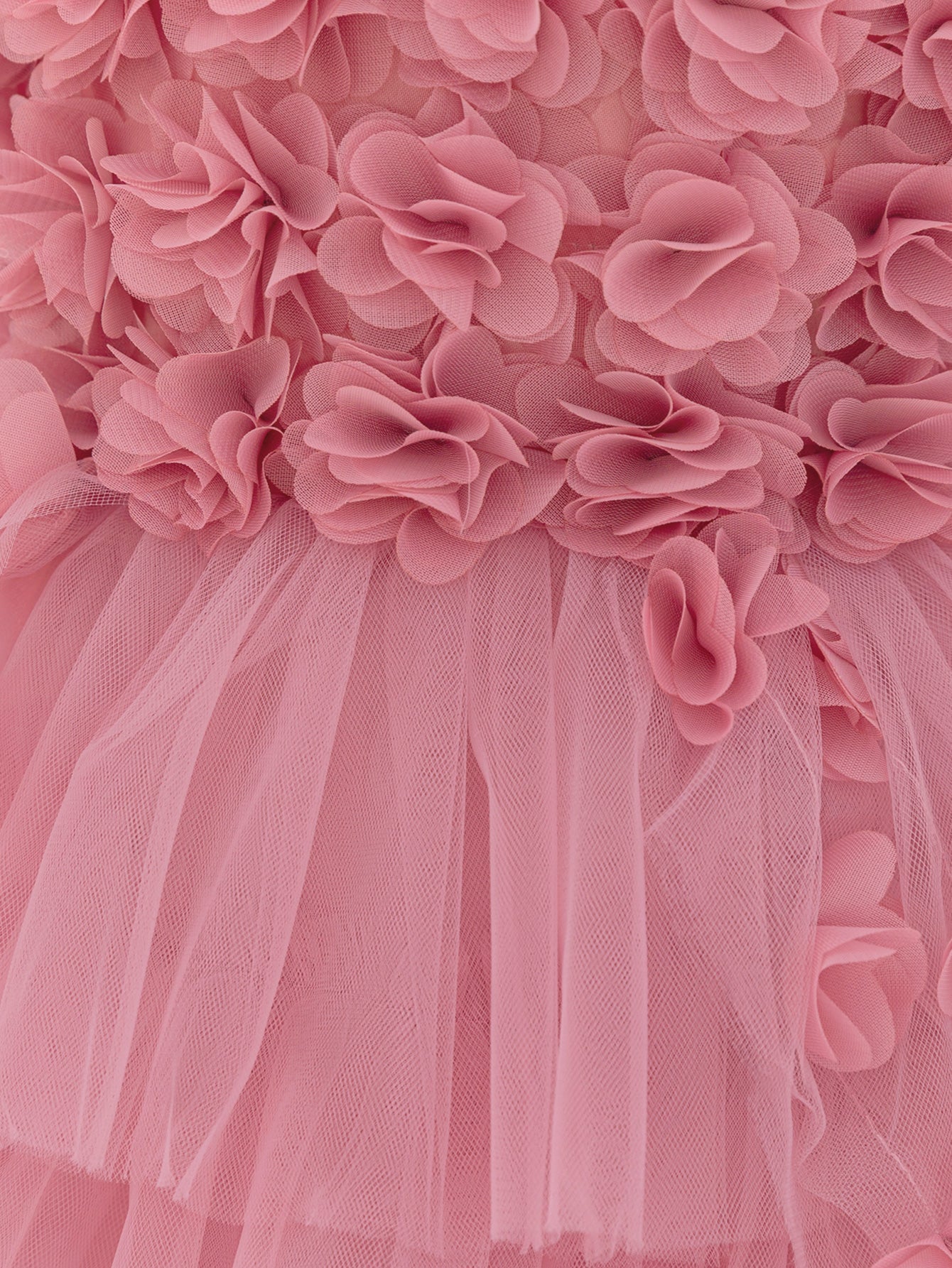 MTN Bee Blue &pink Blossom Princess Dress – 3D Floral & Lace Party Gown for Girls
