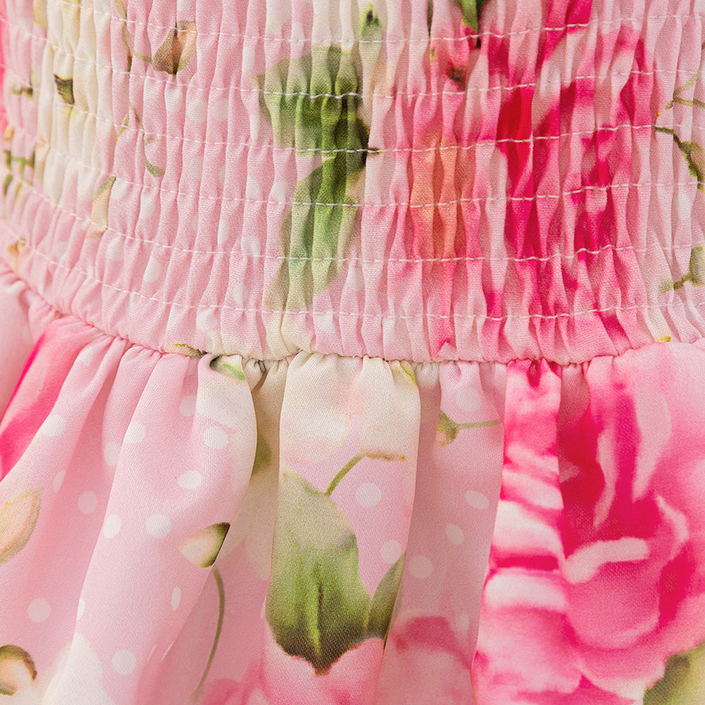 Blossom Dreams Pink Floral Ruffle Dress for Girls