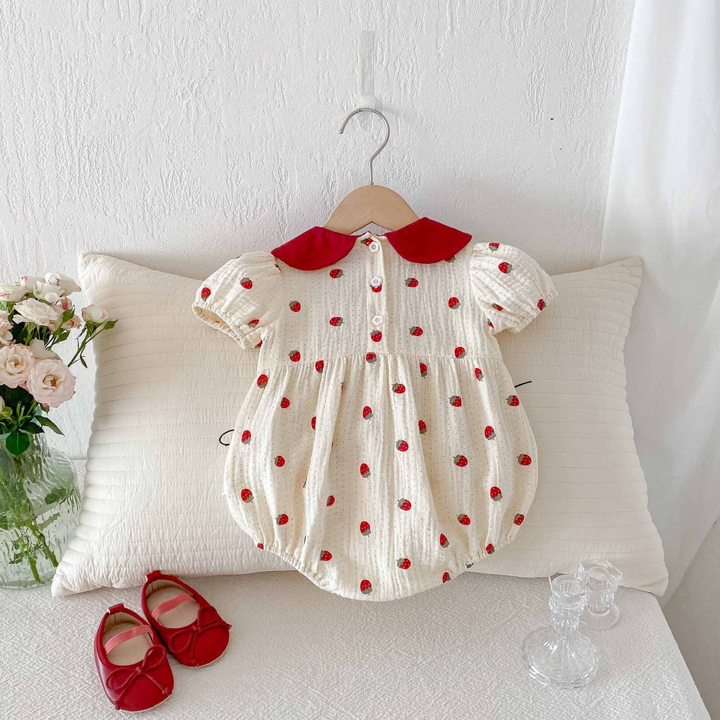 Strawberry Ruffle Baby Romper
