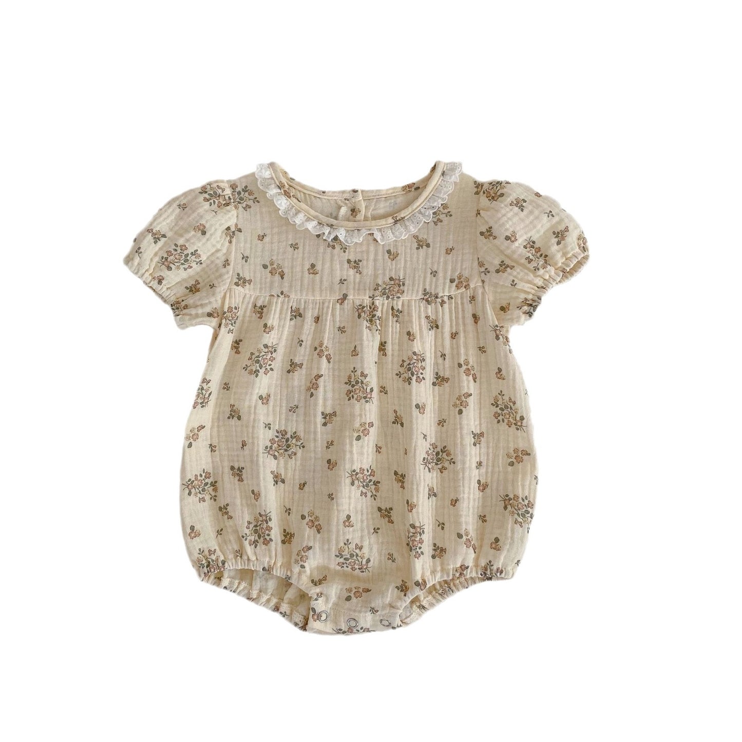 Vintage Floral Baby Dress with Lace Collar