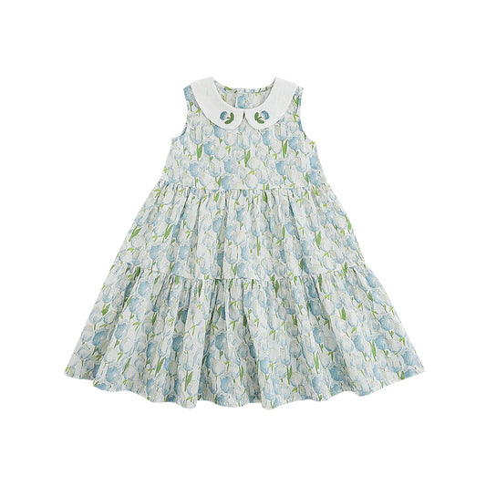 Blue Bloom Tiered Dress