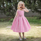 Girls Pink Gingham Party Dress with Pearl Belt