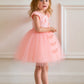 Girls Peach Butterfly Lace Tulle Party Dress for Special Occasions
