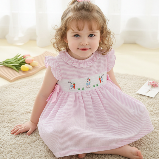 Pink Bunny Cotton Dress