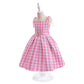 Girls Pink Gingham Party Dress with Pearl Belt