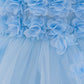 MTN Bee Blue &pink Blossom Princess Dress – 3D Floral & Lace Party Gown for Girls