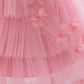 MTN Bee Blue &pink Blossom Princess Dress – 3D Floral & Lace Party Gown for Girls