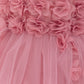 MTN Bee Blue &pink Blossom Princess Dress – 3D Floral & Lace Party Gown for Girls