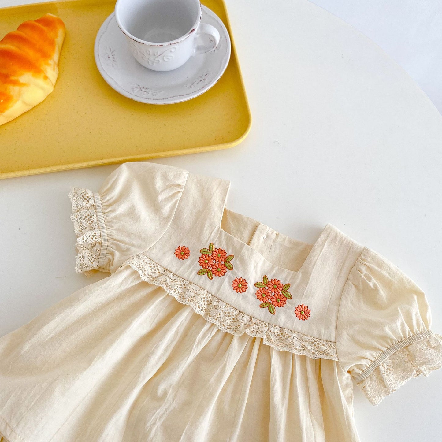 Floral Embroidered Baby Girl Set – Top & Bloomers