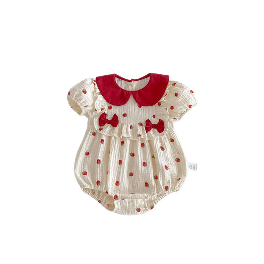 Strawberry Ruffle Baby Romper
