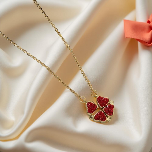 Red Clover Pendant Necklace